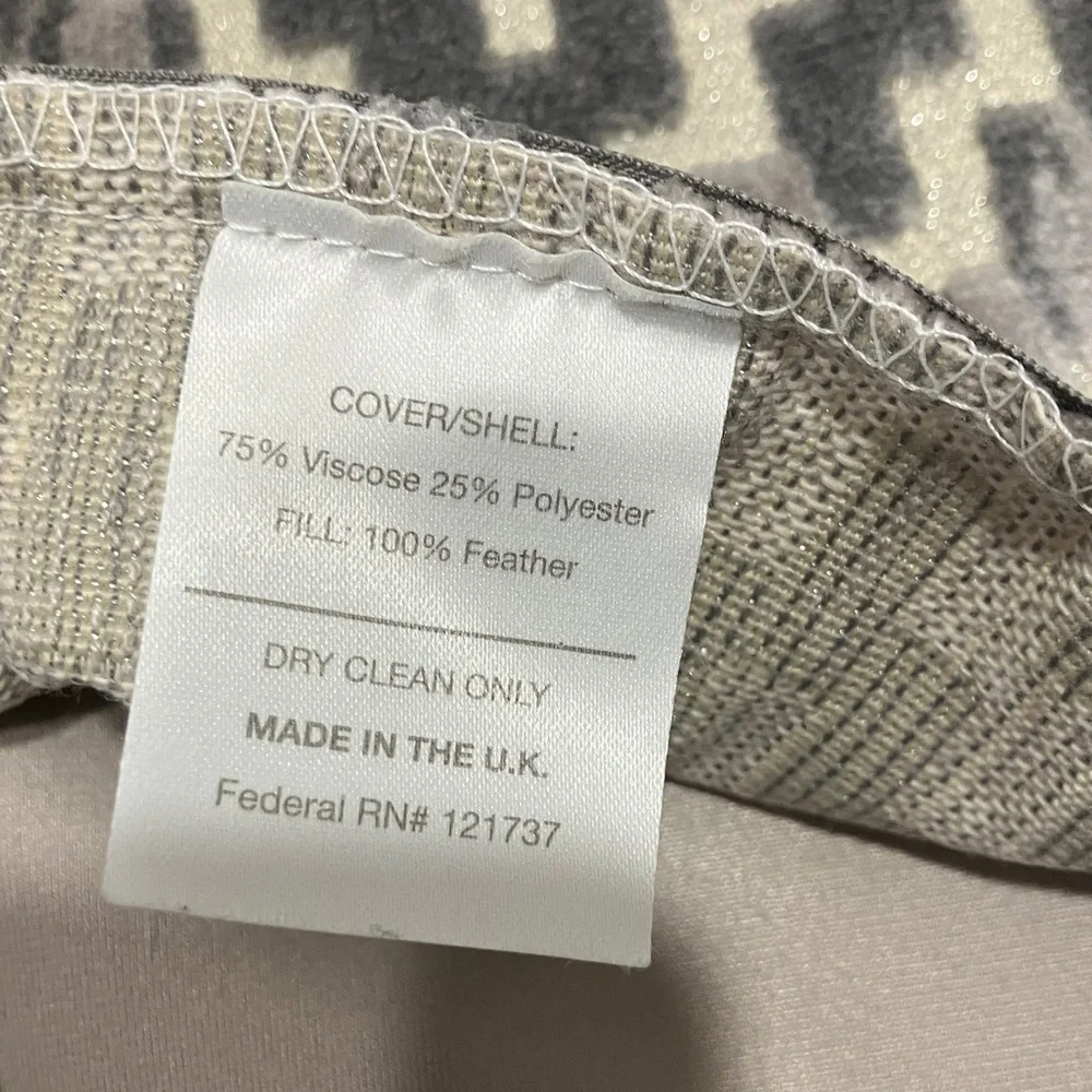 Neutral Chevron Velvet Lumbar Pillow - Silver & Cream & grey - Picture 9 of 9